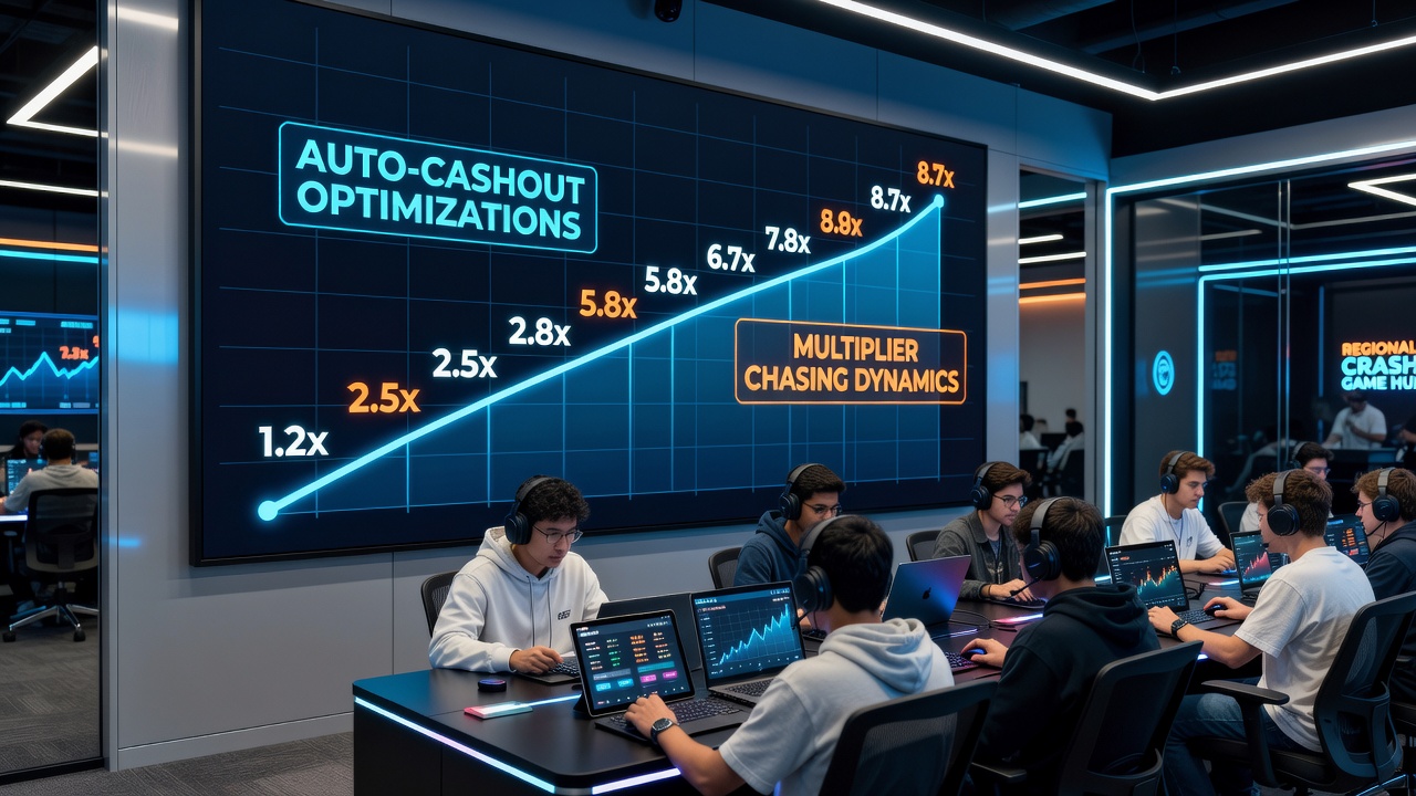 Regional players optimizing auto-cashout settings during active crash game rounds on mobile devices