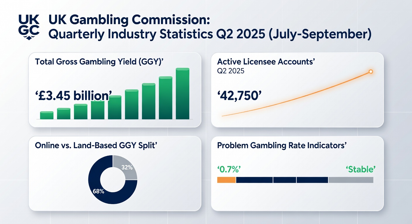 Infographic detailing UK remote casino GGY dominance at £1.4 billion, 69.9% share, alongside stable participation charts