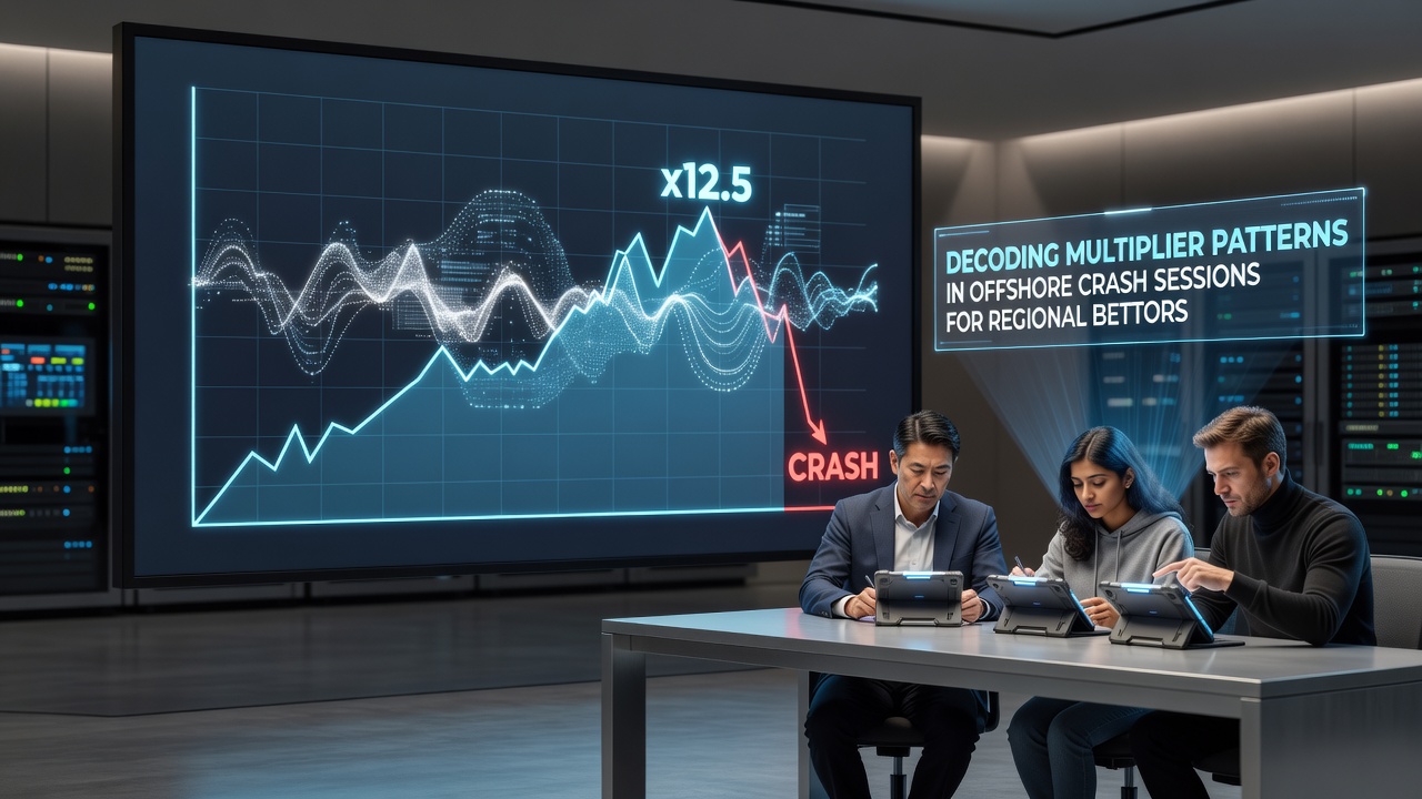 Offshore crash game interface showing multiplier curves and regional bettor dashboards in June 2026