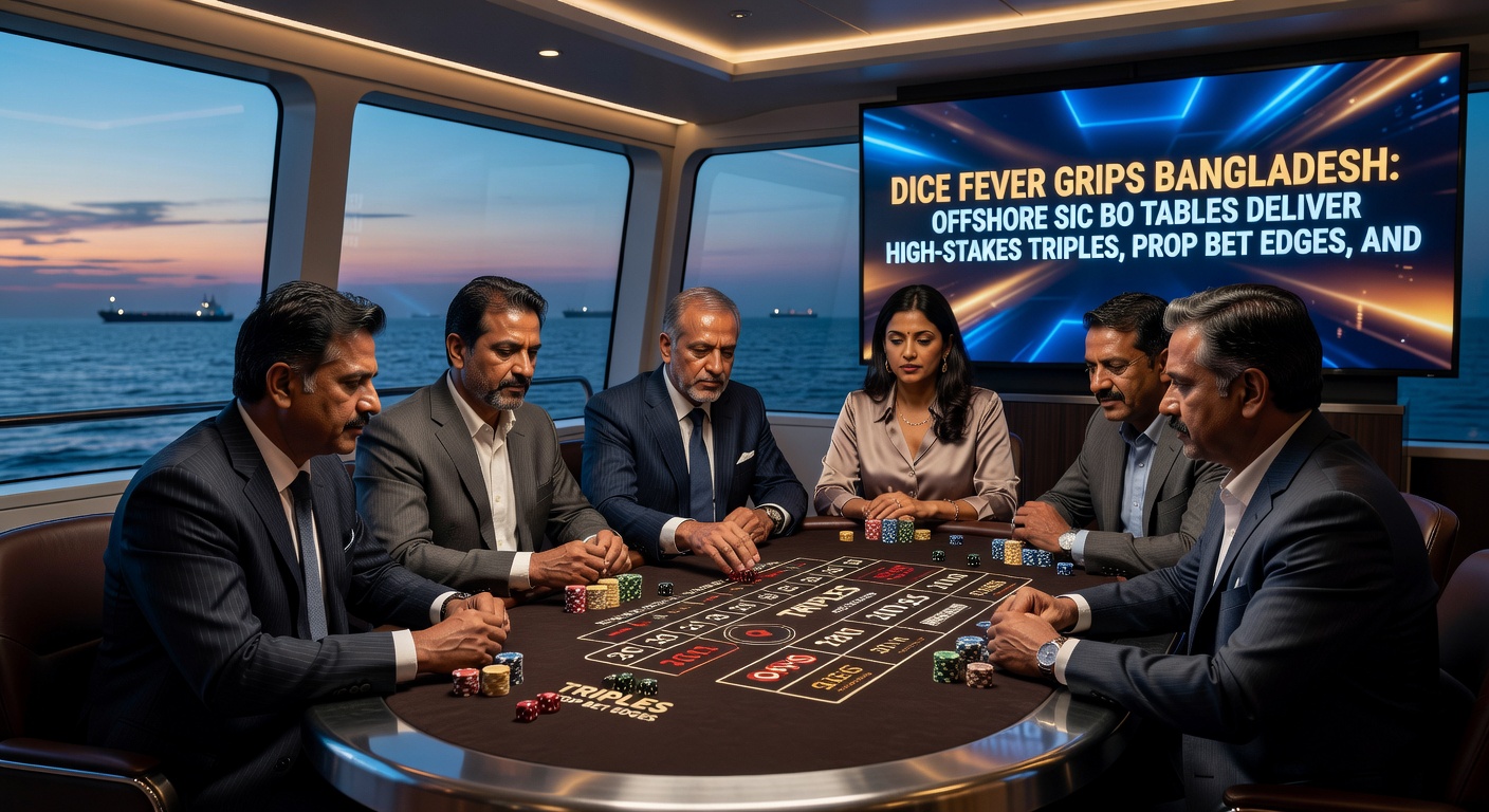 Close-up of Sic Bo prop bet layout on an offshore live table, highlighting triple zones and bonus multipliers during a high-stakes Bangladesh player session