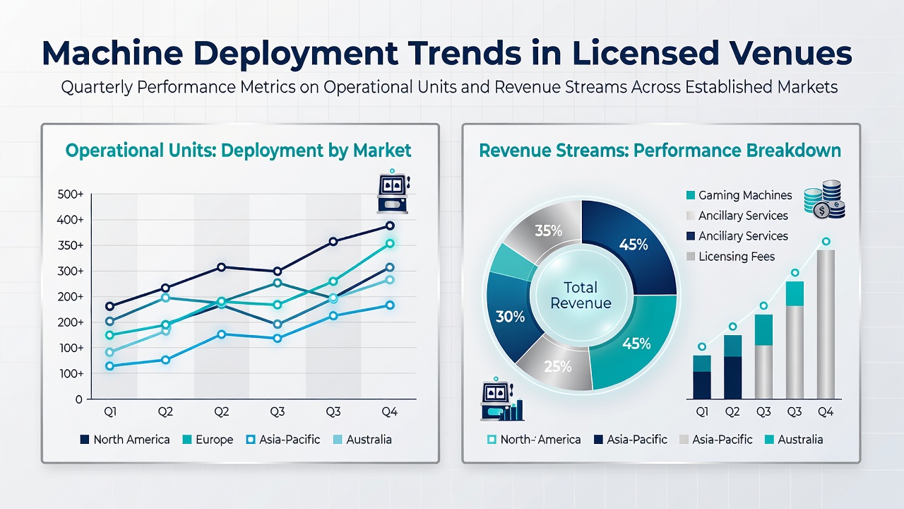 Machine deployment trends in licensed venues showing operational units and revenue metrics