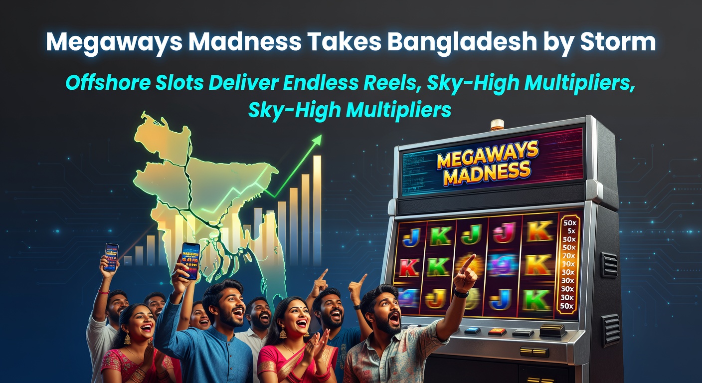 Dynamic screenshot of a Megaways slot bonus round exploding with multipliers reaching 10,000x, cascading symbols, and jackpot trails lighting up on a Bangladesh-accessible offshore site