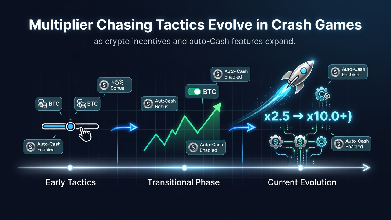 Detailed view of a crash game dashboard displaying auto-cash configuration panels and live multiplier curves
