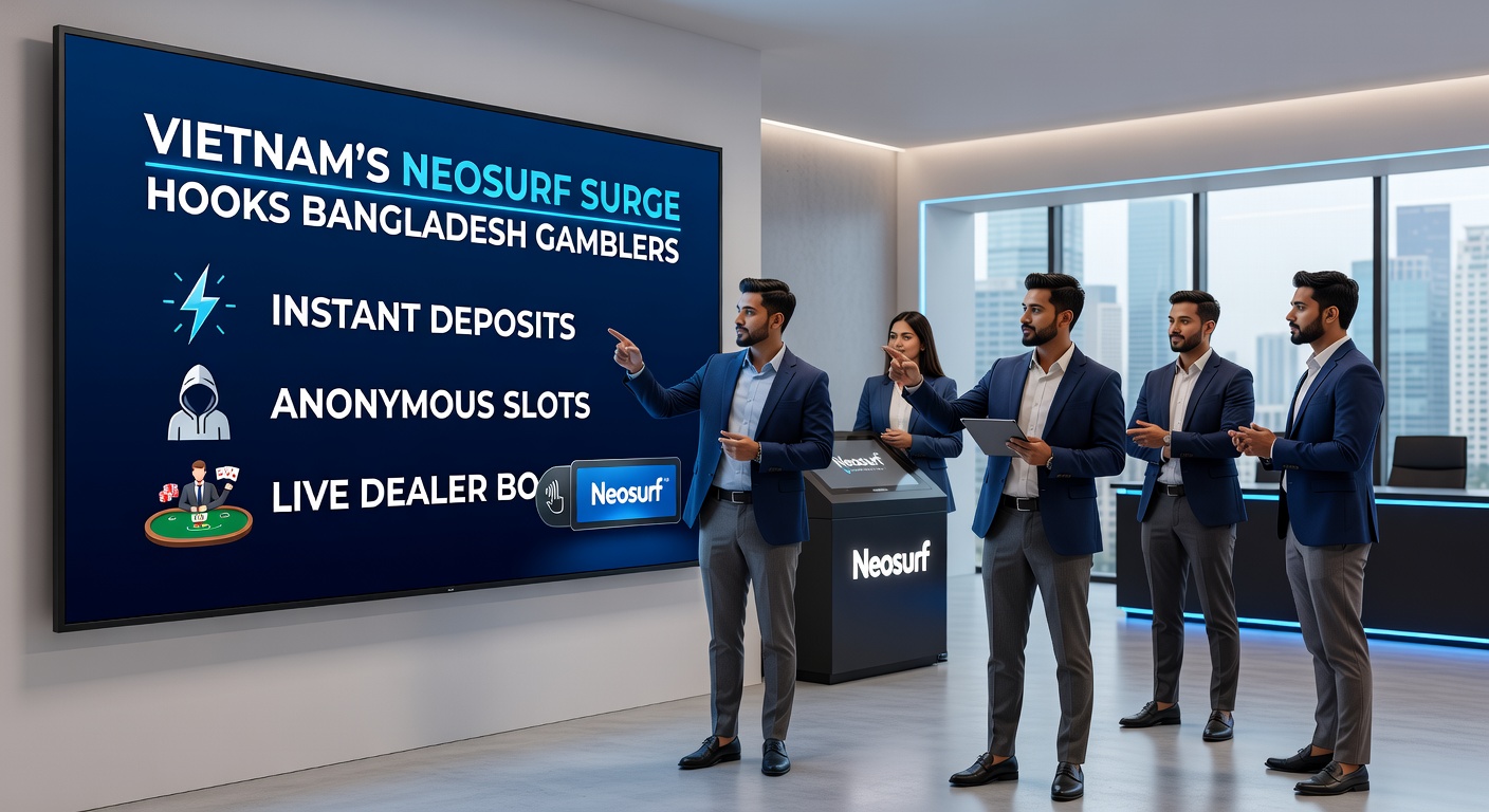 Dynamic scene of Bangladesh gambler on mobile device depositing via Neosurf into a live dealer blackjack table with Vietnamese voucher overlay